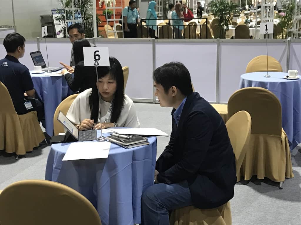 Client introduction at Intercorp booth, Buildtech Asia 2017, Singapore